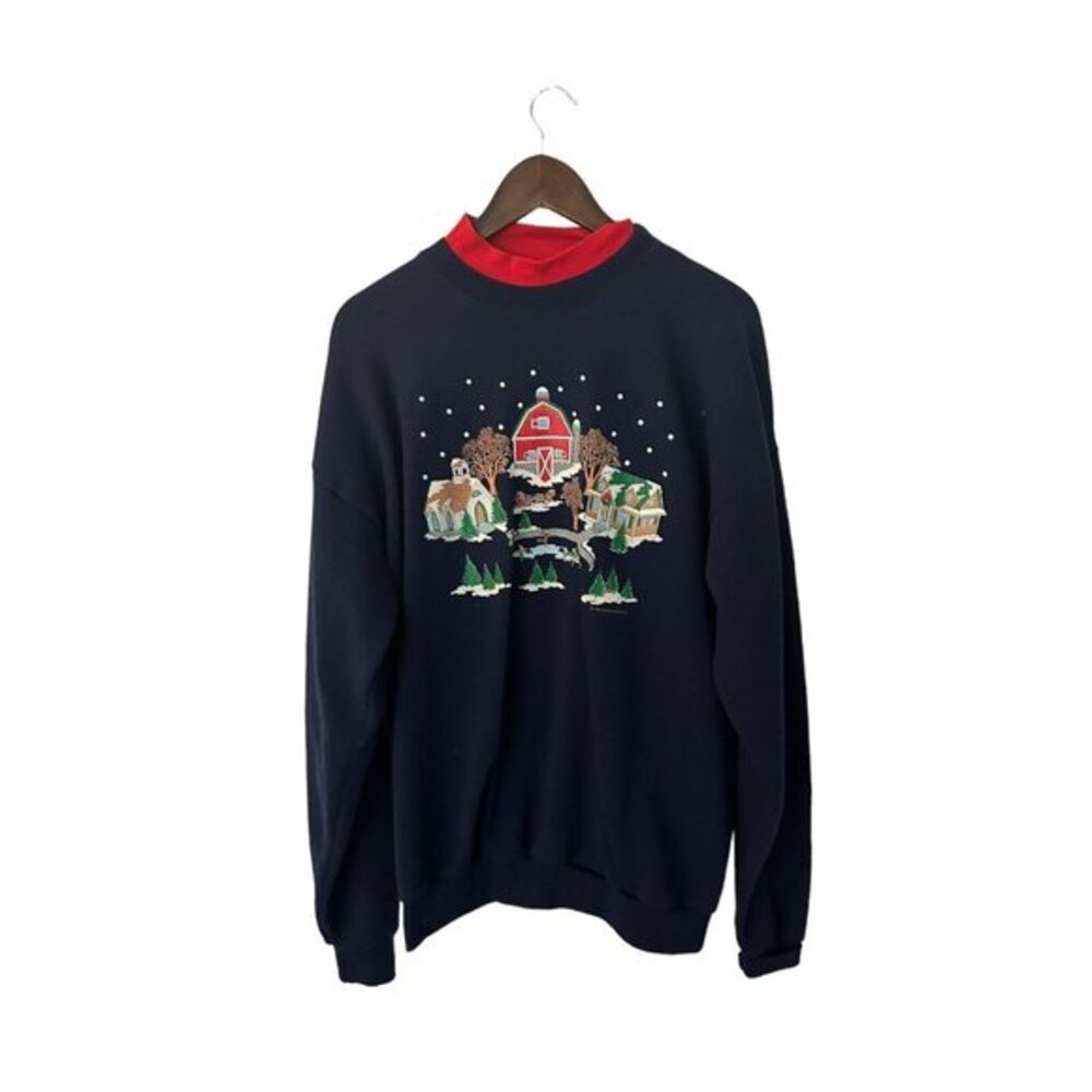 Santee pluma 1996 winter‎ holiday scene vintage sweatshirt